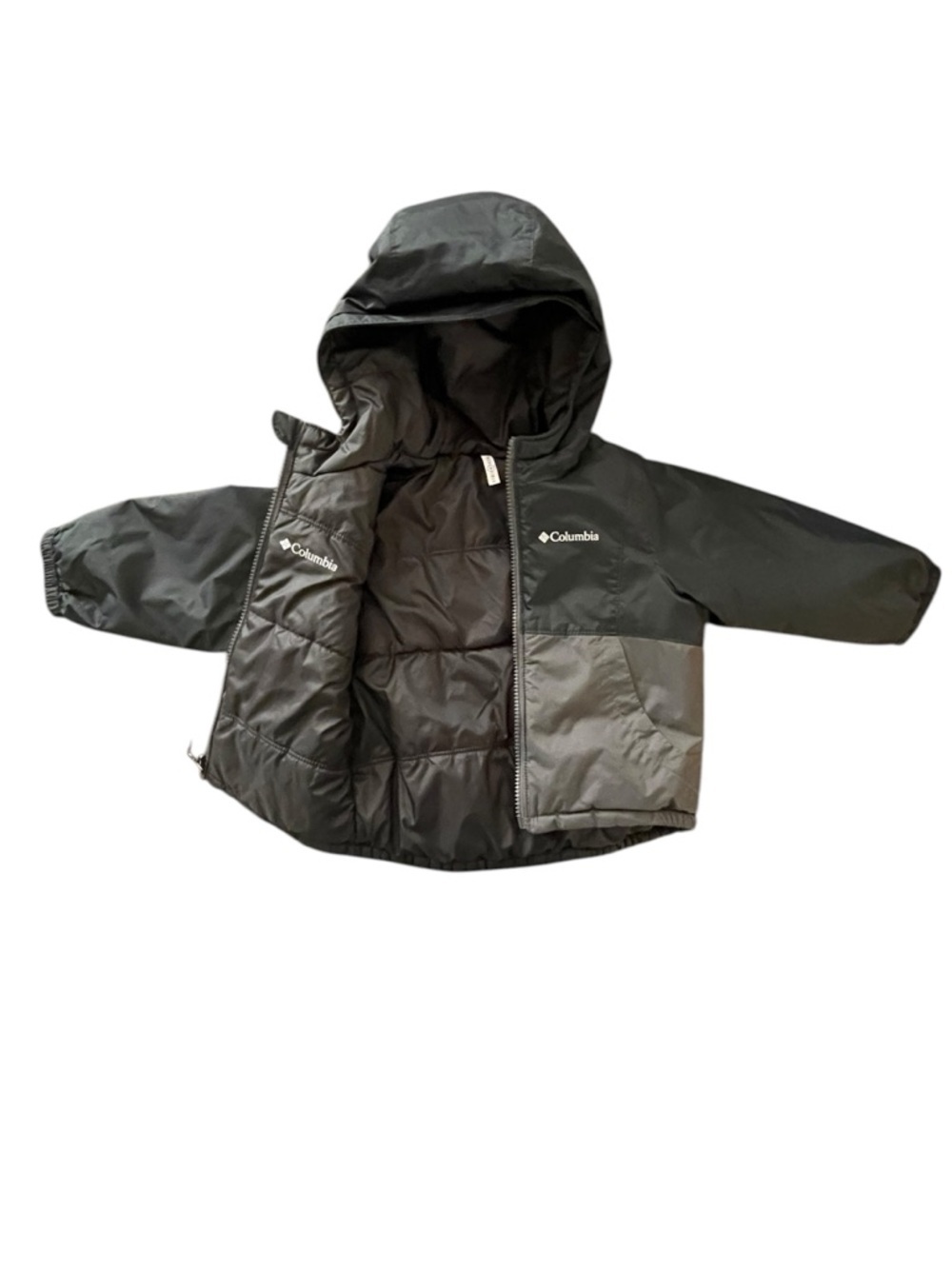 Columbia toddler Two-Tone REVEASIBLE Hooded Jacket Gray and Black unisex size 2T